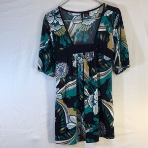 New Directions Floral Empire Waist Tunic Top  Stretch XL Dressy Casual Work